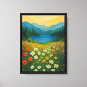 Colourful Wildflower Lake Landscape Canvas Print