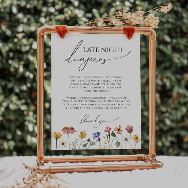 Colourful Wildflower Late Night Diapers Sign (Creator Uploaded)