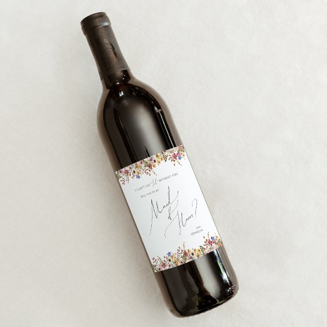 Colourful Wildflower | Maid Of Honour Proposal Wine Label (Creator Uploaded)