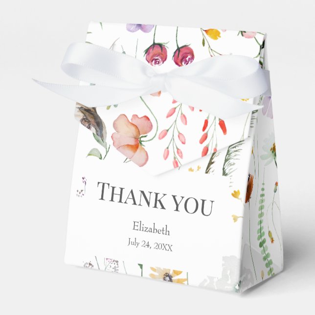 Colourful Wildflower Meadow Bridal Shower Thank Yo Favour Box (Front Side)