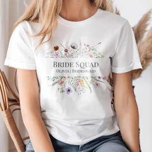 Colourful Wildflower Meadow Bride Squad T-shirt