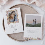 Colourful Wildflower | Meadow Flat Photo Thank You Card<br><div class="desc">This colourful wildflower | meadow flat photo thank you card is perfect for your simple, whimsical boho rainbow summer wedding. The bright, enchanted pink, yellow, orange, and gold colour florals give this product the feel of a minimalist elegant vintage hippie spring garden. The modern design is artsy and delicate, portraying...</div>