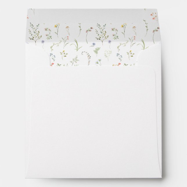 Colourful Wildflower Meadow Flower Wedding Square  Envelope (Back (Bottom))