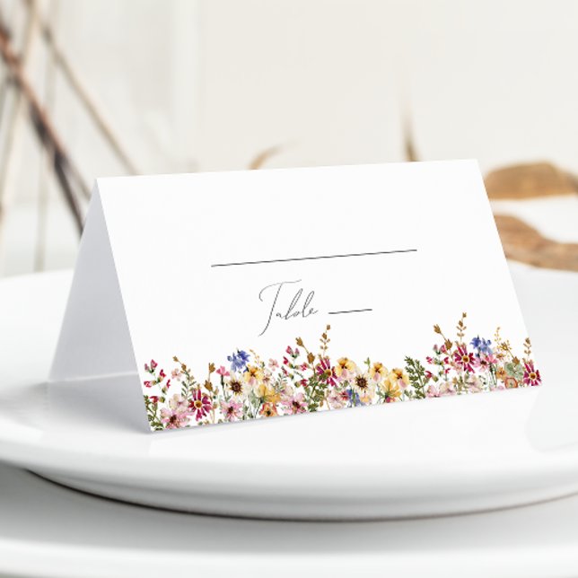 Colourful Wildflower | Meadow Folded  Place Card (Creator Uploaded)