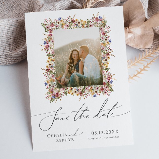Colourful Wildflower | Meadow Photo Frame  Save The Date (Creator Uploaded)