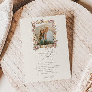 Colourful Wildflower   Meadow Photo Wedding Invita Invitation