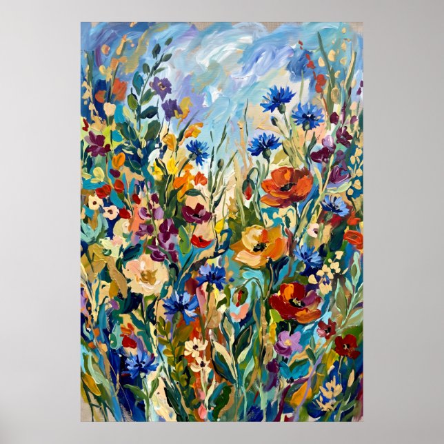 Colourful Wildflower Meadow Poster (Front)