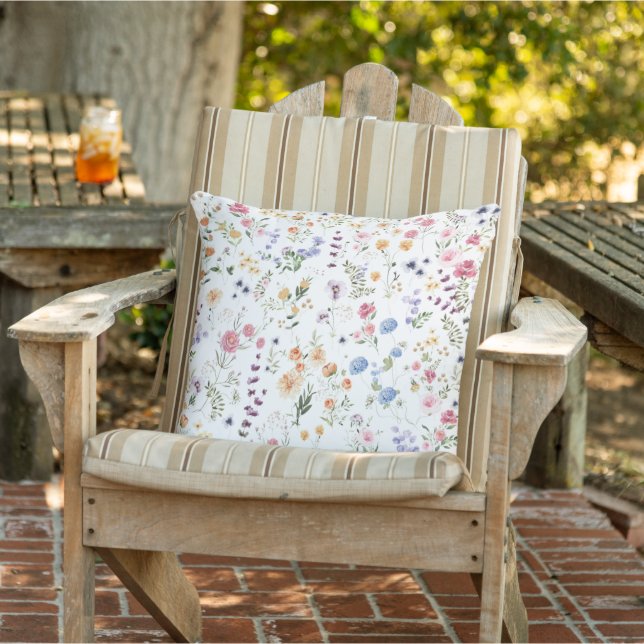 Colourful Wildflower Meadow Spring Floral Garden Cushion (Chair)