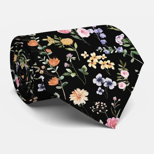 Colourful Wildflower Meadow Spring Floral Garden Tie (Rolled)