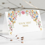 Colourful Wildflower Meadow Spring Garden Wedding Place Card<br><div class="desc">These classy place cards will surely brighten up your wedding day. The design features cheerful watercolor wildflowers mixed with lush greenery foliage. Use the text fields to personalise the card with your own wording and details. The background colour of the invite is set to white, but feel free to choose...</div>