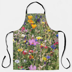 Colourful wildflower meadow, vibrant pattern. apron