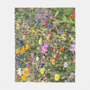 Colourful wildflower meadow, vibrant pattern. fleece blanket