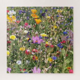 Colourful wildflower meadow, vibrant pattern. jigsaw puzzle