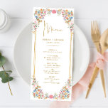 Colourful Wildflower Meadow Wedding Menu Card<br><div class="desc">These beautiful menu cards will add a perfect touch to your wedding / special occasion. The elegant design features vibrant watercolor spring flowers,  complimented with modern typography.</div>