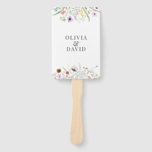 Colourful Wildflower Meadow Wedding Program Hand Fan