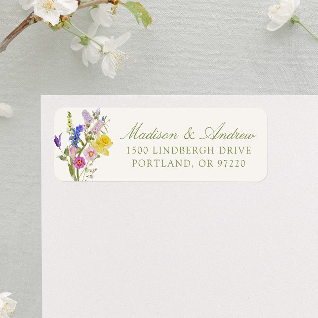 Colourful Wildflower Meadow Wedding Return Address (Creator Uploaded)