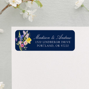 Colourful Wildflower Meadow Wedding Return Address