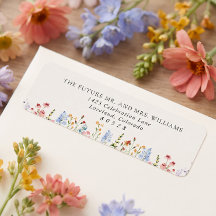 Colourful Wildflower Meadow Wedding Return Address
