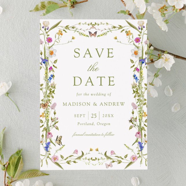 Colourful Wildflower Meadow Wedding Save The Date (Creator Uploaded)