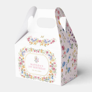 Colourful Wildflower Meadown Girl 1st Birthday Favour Box