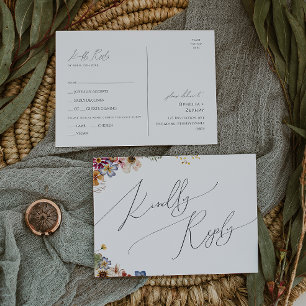 Colourful Wildflower   Menu Choice RSVP Postcard
