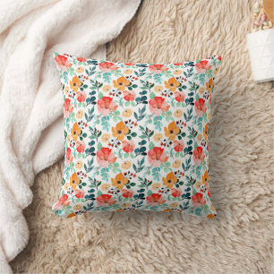 Colourful Wildflower Mixed Floral Pattern Cushion