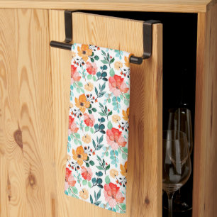 Colourful Wildflower Mixed Floral Pattern Tea Towel
