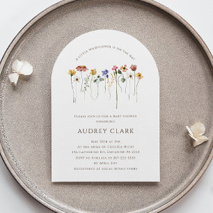 Colourful Wildflower On The Way   Arch Baby Shower Invitation
