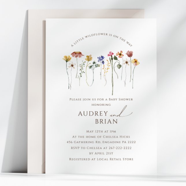 Colourful Wildflower On The Way Couples Baby Showe Invitation (Creator Uploaded)
