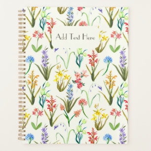 Colourful wildflower pattern in watercolors planner
