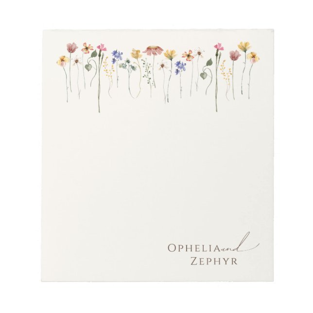 Colourful Wildflower Personalised Note Pad (Front)