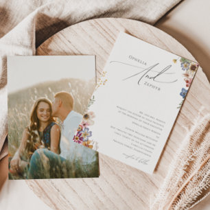 Colourful Wildflower Photo Traditional Wedding Invitation