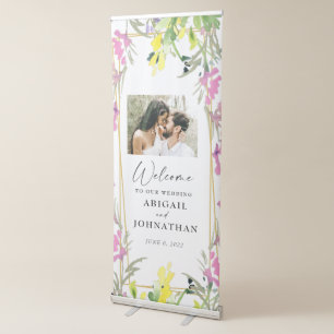 Colourful Wildflower Photo Wedding Welcome Retractable Banner