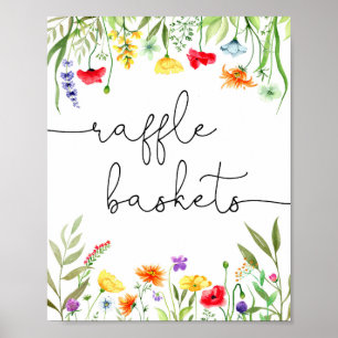 Colourful Wildflower raffle baskets sign