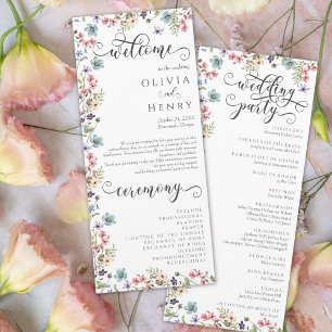Colourful Wildflower Rustic Wedding Program Menu