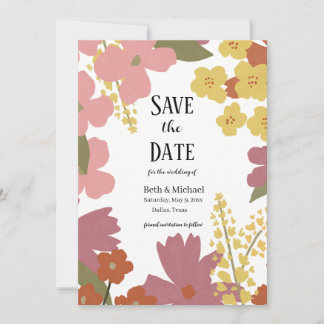 Colourful Wildflower Save the Date Invitation