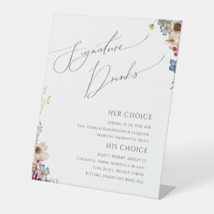 Colourful Wildflower   Signature Drinks Pedestal Sign