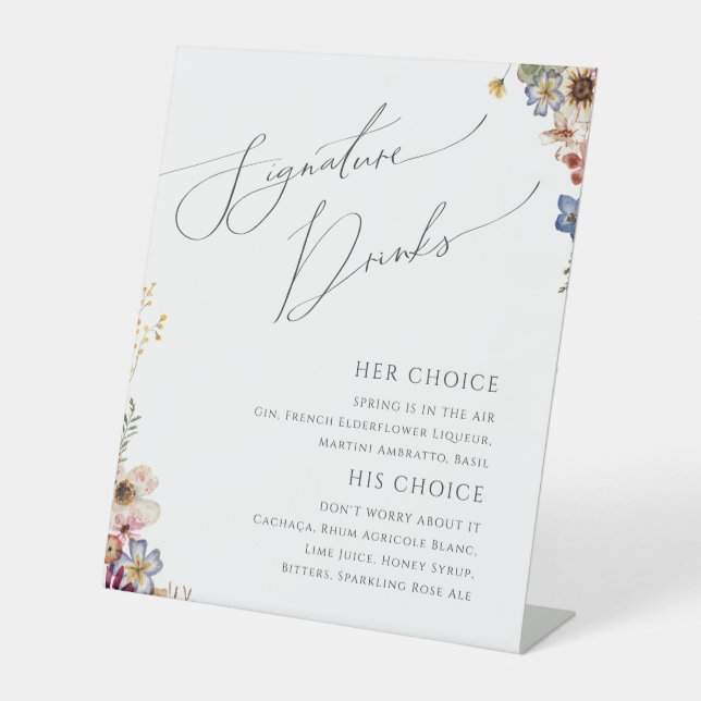 Colourful Wildflower | Signature Drinks Pedestal Sign (Front)