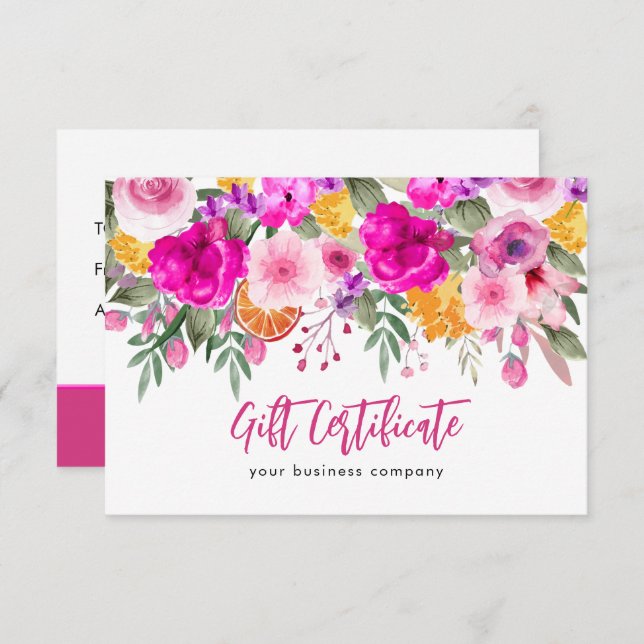 Colourful Wildflower Spring Gift Certificate (Front/Back)