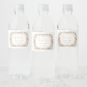 Colourful Wildflower Spring Meadow Wedding Party Water Bottle Label