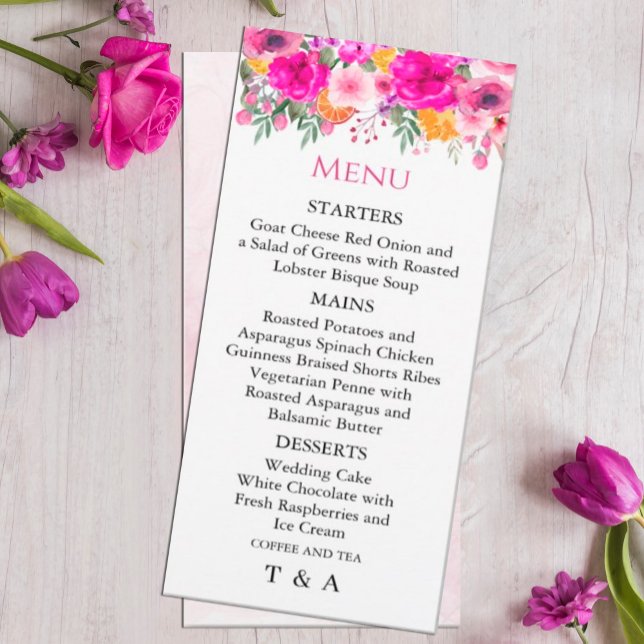 Colourful Wildflower Spring Menu Invitation (perfect for spring and summer #botanical  #elegant #boho #bohemian)