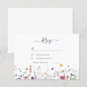 Colourful Wildflower Spring Summer Wedding RSVP Card