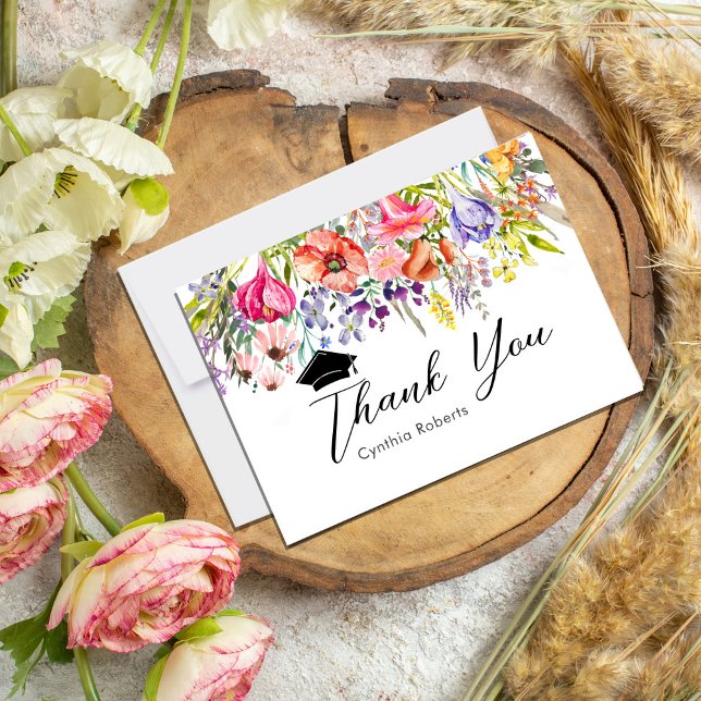 Colourful Wildflower Spring Thank You Card (Colorful Wildflower Spring Thank You Card #rusticgraduation #wildflowers #springbloom #summer)