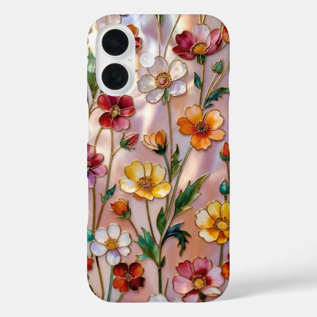 Colourful Wildflower Stained Glass Phone Case (Back)