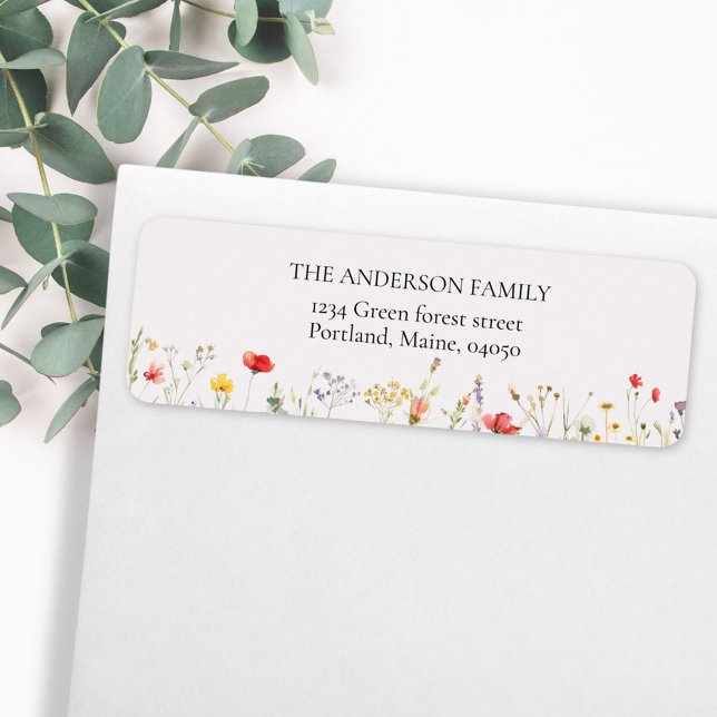 Colourful Wildflower Summer Floral return address (In situ)