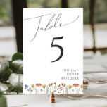 Colourful Wildflower | Table Number<br><div class="desc">This colourful wildflower | table number is perfect for your simple, whimsical boho rainbow summer wedding. The bright, enchanted pink, yellow, orange, and gold colour florals give this product the feel of a minimalist elegant vintage hippie spring garden. The modern design is artsy and delicate, portraying a classic earthy meadow...</div>
