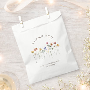 Colourful Wildflower Thank You Birthday Party Favour Bags