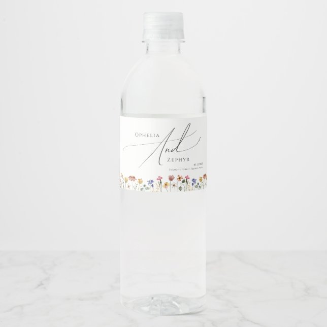 Colourful Wildflower |  Water Bottle Label (Front)