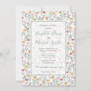 Colourful Wildflower Watercolor Design Invitation