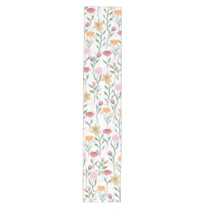 Colourful Wildflower Watercolor Design Medium Table Runner